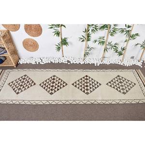 Alfombra turca Vintage moderna, Beige, marrón, 3x10,3 pies, área grande de retazos para pasillo, dormitorio, látex de lana para decoración de cabecera - Product Image 2