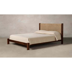 Jude Queen Bed <b>Frame</b> Modern and Minimalist <b>Oak</b> Solid Wood Soft Bed for Home or Apartment French Style Bedroom Furniture - Product Image 1