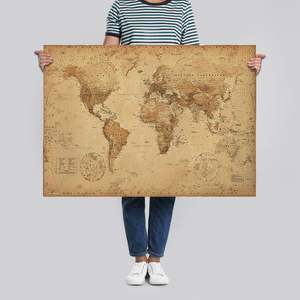 Affiche de carte du monde de style rétro pour décoration murale - Product Image 2