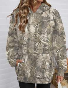 Sweat-shirts à capuche surdimensionnés pour femmes, en molleton, avec broderie 3D sur le devant, poches personnalisées, 100% coton, séchage rapide, vente en gros par sublimation - Product Image 5