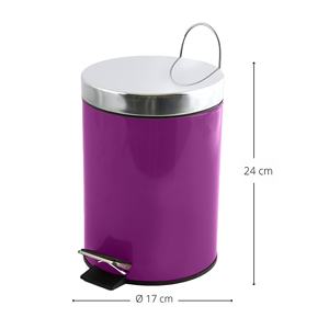 Cestino per Rifiuti in Metallo Lilla da 3L - Product Image 3
