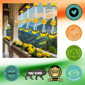 Paquete Divyakosh de 10 piezas, guirnaldas de caléndula y Jazmín de 18 pulgadas para decoración del hogar y la boda para colgar en la pared y festividades de Diwali - Product Image 5