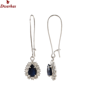 Pendientes de piedras preciosas de alta calidad, plata de ley 925, zafiro azul, circonita cúbica, pendientes colgantes con múltiples piedras, regalo de boda para mujer - Product Image 1