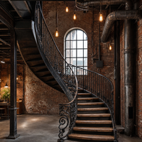 Escalier courbé en fer forgé minimaliste moderne pour les lofts contemporains