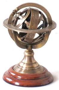 Esfera de latón de astrolabio antiguo, fabricante armilar de mesa, esfera náutica, globo, esfera marrón, globo del mundo, Base de Metal única - Product Image 2