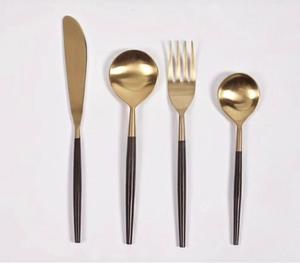 Juego de cubiertos de acero inoxidable respetuoso con el medio ambiente, precio al por mayor, cubiertos con mango de resina, acabado chapado para festivales, regalos de vacaciones - Product Image 6