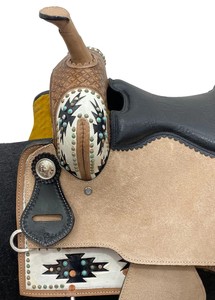 Selle de cheval en cuir occidental artisanale de qualité supérieure, véritable selle de randonnée et de ranch, équipement équestre confortable avec siège en daim - Product Image 3