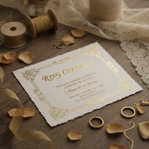 Carte d'invitation en papier de coton fait main à bords festonnés 250 g/m², cartes de mariage, cartes d'anniversaire, belles, uniques, OEM, vente en gros - Product Image 3