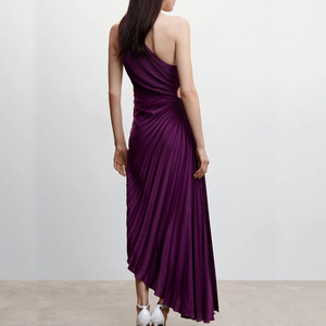 Vestidos da sera <span class=keywords><strong>Chic</strong></span> da donna abito con orlo asimmetrico senza maniche elegante monospalla lunghi abiti plissettati - Product Image 3
