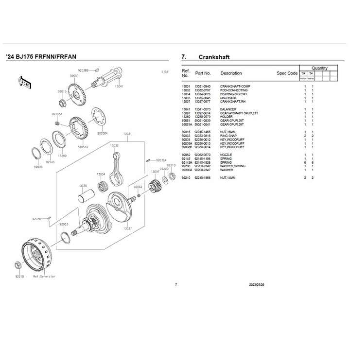 Spare Parts Catalogue PDF File for Kawasaki W175 ID, 2024 '24 BJ175FRFNN / BJ175FRFAN