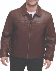 Chaqueta de bombardero de cuero marrón para hombre Abrigo de invierno de calidad con cuello levantado Mejor precio Venta en línea - Product Image 1