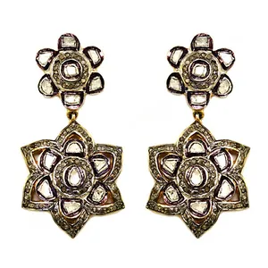 Pendientes Florales de Lujo para Mujer con Diamantes, Chapado en Oro, Joyería Elegante - Product Image 3