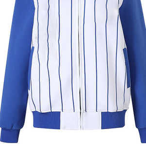 Chaqueta Bomber Azul y Blanca ZPB, Venta al por Mayor OEM, Ropa Urbana de Fraternidad Griega, Impermeable, Reversible, de Seda/Algodón, con Frente Acanalado - Product Image 6