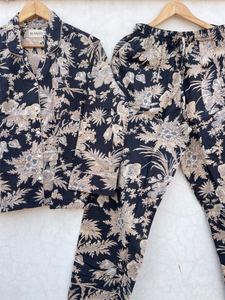 Ensemble de pyjama décontracté en coton imprimé numérique floral indien pour femmes, taille plus, vêtements de détente, ensemble de pyjama pour demoiselle d'honneur - Product Image 4