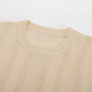 Camiseta personalizada de fábrica para hombre, Jersey informal de punto de manga corta con centro de aire redondo, Jersey de punto hueco, estilo Formal, precio al por mayor - Product Image 3