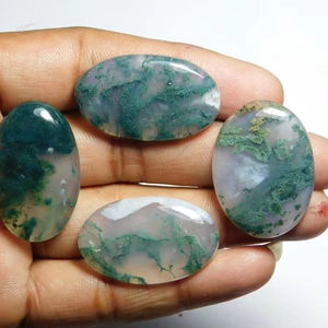 4pcs Moss Agate Cabochon Lot Natural Genuine Loose Gemstones 120Cts for Jewelry Making - Product Image 1