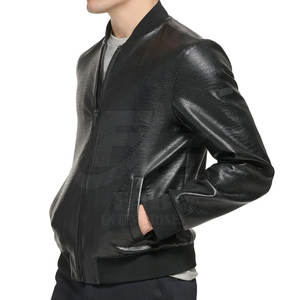 Veste en cuir de vache véritable de haute qualité pour homme, col montant, coupe-vent et imperméable, idéale pour un usage décontracté ou formel. - Product Image 2