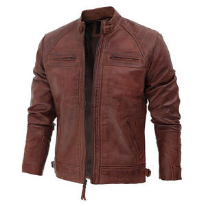 Veste de moto pour homme à bas prix, unie, boutonnée, style multi-poches, tendance, veste en simili cuir personnalisée pour homme - Product Image 5
