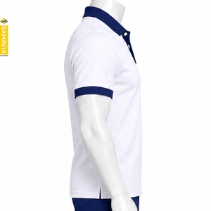 Polo Blanco para Hombre SAMAVIA con Cuello y Puños Azul Marino, Ropa Casual Clásica de Manga Corta, Fabricante Mayorista OEM - Product Image 3