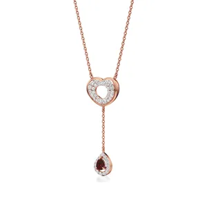 Crimson Diamond Serenade Halskette - Eleganter Anhänger mit rotem Edelstein - Product Image 2