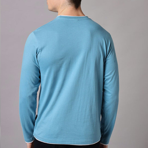 2025 nouveau Style hommes imprimé à manches longues T-Shirt vêtements d'été 100% coton conception unie pour adultes tricoté tissu chemise - Product Image 3