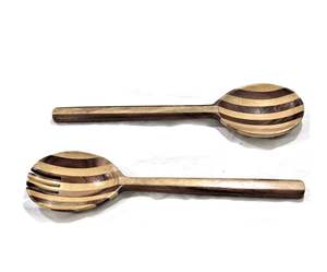 Ensemble de service à salade en bois fait main de qualité supérieure avec poignée en rotin Meilleur type - Product Image 2