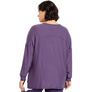 เสื้อยืดคอกลมแขนยาวสำหรับผู้หญิงเสื้อคอกลมแขนยาวผ้ายืดโพลีเอสเตอร์แบบใหม่สวมใส่สบาย - Product Image 2