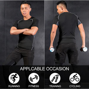 High Quality Printing <b>Men</b> Graphic 95 Cotton 5 Compression Tshirts <b>Stretch</b> Breathable Gym Short Sleeve T Shirt - Product Image 5