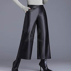 Pantalons en cuir décontractés pour femmes, nouvelle arrivée, vente chaude, respirants, avec taille élastique mi-haute, style devant plat, pour la saison hivernale - Product Image 2