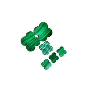 Malaquita natural Cuatro tréboles 4x Ambos lados Parte posterior plana Trébol de piedras preciosas lisas Diseñador de alta calidad Malaquita Cabujón de trébol Suelto - Product Image 1