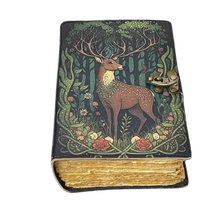 Carnet de sorts vintage en cuir Mystic Page Hunter, mini livre des ombres, journal de sorcellerie et livre cadeau pour chasseur de sorcières, papier écologique et crayon