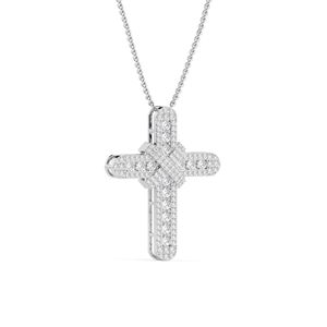 Pendentif rond en moissanite, croix, argent sterling lourd plaqué or, mignon, pour les fêtes, pour femmes - Product Image 2