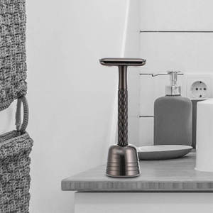 Vente de gros de support réglable en acier inoxydable pour rasoir de sécurité chromé pour hommes, pour salon, maison ou voyage - Product Image 4