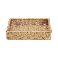 Plateau rectangulaire en bois et rotin fait à la main et plateau décoratif pour la maison hôtels fermes paniers de rangement