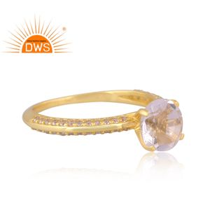 แหวนควอตซ์คริสตัลธรรมชาติเงินสเตอร์ลิงและพลอยโทแพซสีขาวผู้ผลิตเครื่องประดับวางซ้อนกันได้ - Product Image 2