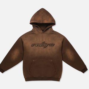 Custom Heavyweight Cotton Hoodies Acid Washed Print Oversized <b>Zip</b> Boxy Streetwear Distressed Rhinestone Men's Hoodie - Product Image 1