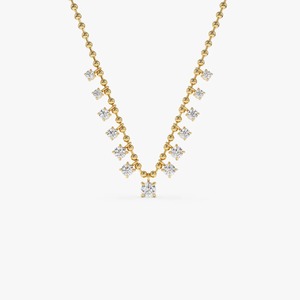 Collar de Diamantes Cultivados en Laboratorio con Engaste Clásico y Cuentas, 1.75 Ct E-F VS, Oro de 14K, Regalo para Boda o Aniversario - Product Image 1
