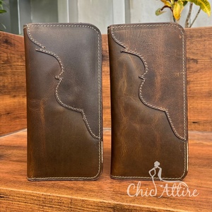 Tarjetero de cuero de grano completo personalizado de fábrica, billetera plegable, billetera larga de cuero real al por mayor, billetera de cuero genuino para hombres - Product Image 1