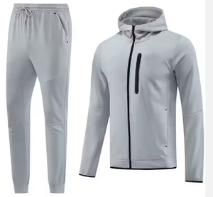 ชุดวิ่งออกกำลังกาย2ชิ้นของผู้ชายชุดวอร์มคอปกตั้งและปิดด้วยเชือกรูดโลโก้ด้านหน้าขนาดใหญ่พิเศษ - Product Image 5