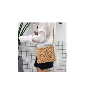 Bolsos de mano de mujer de paja de cuerda de algodón hechos a mano de calidad clásica, bolsos de playa de macramé de ganchillo con borlas Vintage, monederos y bolsos de mano - Product Image 2