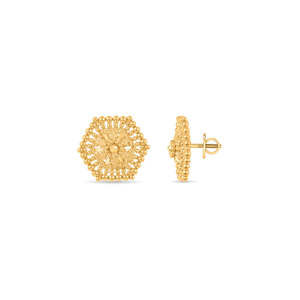 Boucles d'oreilles créoles Anaya Gleam Gold pour femme en acier inoxydable et cuivre avec perle, diamant et moissanite – Bijoux classiques religieux pour fêtes - Product Image 5