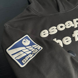 Sweat à capuche pour homme en coton 100% imprimé et brodé à manches longues avec poche, style streetwear lourd, 2 pièces, hiver 2026 - Product Image 2