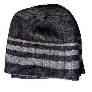 2025 <b>Winter</b> New Black Gray Wool Blend Jacquard Knit Beanie Warm Hat Unisex Adjustable <b>Winter</b> <b>Cap</b> - Product Image 1