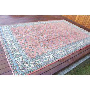 6.8x10.3 ft Rug, Vintage Turkish Oversize Rug, <b>Red</b> <b>Wool</b> Rug - Product Image 2