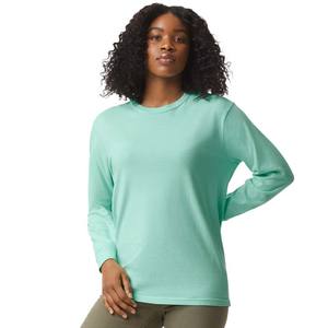 Camiseta de Manga Larga para Mujer, de Algodón Suave, Lisa, Hilada en Anillo - Product Image 1