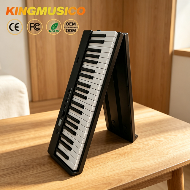 KINGMUSICO KM-88FDB Multiple Function Folded Piano Portable 88-Key Weighted Action Electronic Keyboard with 128 Rhythms & Tones