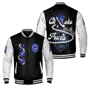 Zeta phi แจ็คเก็ตชมรม1920 zpb zpb แจ็คเก็ตทีมโรงเรียนสีฟ้าขาวขาว chenille Patch Greek Life founders Style Gear - Product Image 3