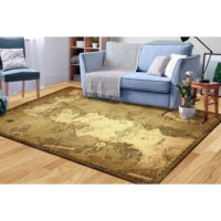 KayraHome Game of Thrones Karten-Design Patchwork Brauner Wollteppich - Luxuriöser Umweltfreundlicher Traditioneller Esszimmer-Teppich mit Mittlerem Flor