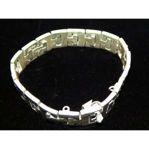 Braccialetto con chiave in argento Sterling 925 Taxco fatto a mano e gioielli a maglie pesanti - Product Image 1