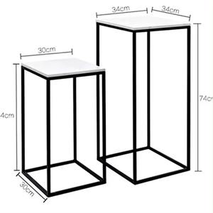 Ensemble de 2 tables basses faites à la main au design moderne en métal haut de gamme avec dessus en marbre blanc pour meubles de salon - Product Image 2